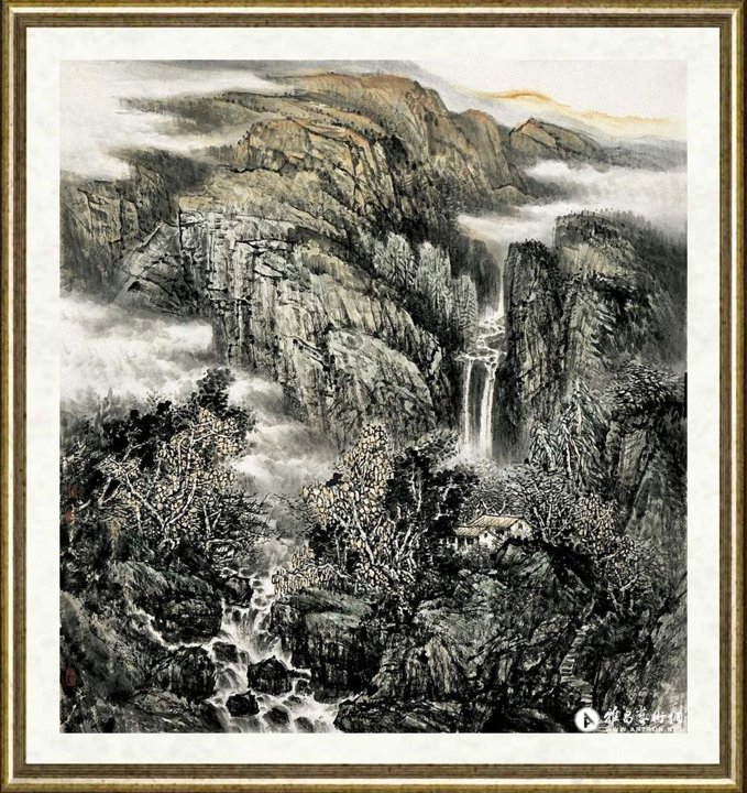 冷旭_秋山流韵图