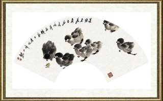 李海峰_雏鸡图--折扇