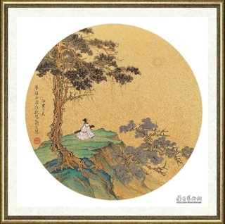 任重_金泥玉屑册页十开·抱琴邀月