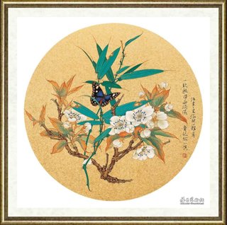 任重_金泥玉屑册页十开·花竹蛱蝶