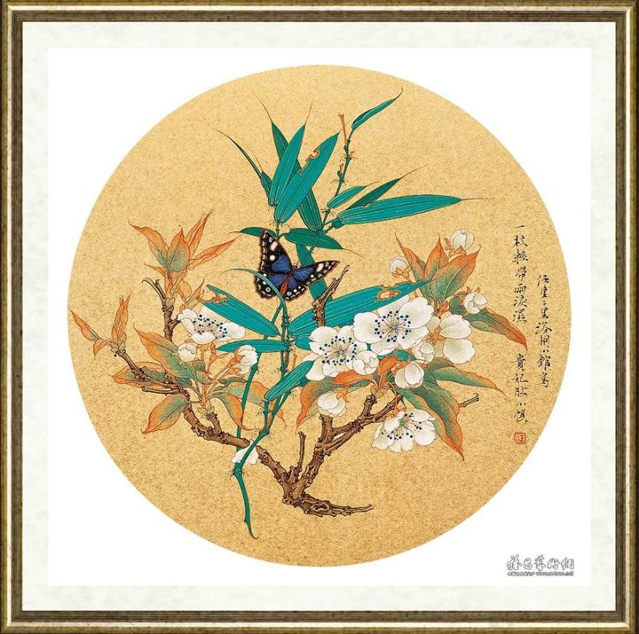 任重_金泥玉屑册页十开·花竹蛱蝶