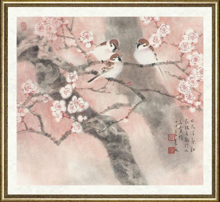 乐震文_鸟鹊影枝