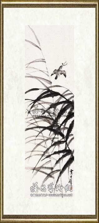 黄君璧_芦苇翠鸟