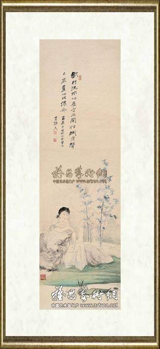 张大千_蕉竹仕女图
