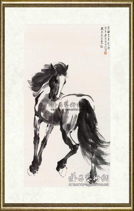 徐悲鸿_骏马理鬃图