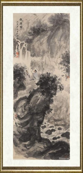 张榕山_观瀑图·拟傅抱石笔意