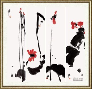 贾浩义_荷花四条屏