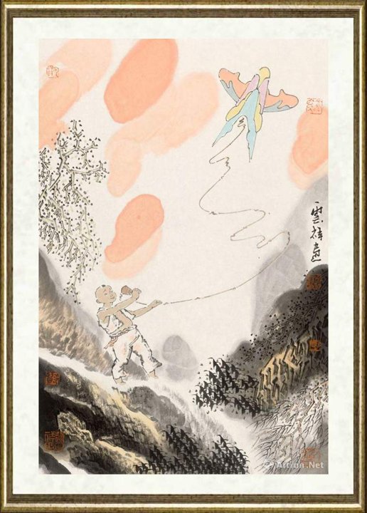 薛云祥_童子戏鸢图系列3