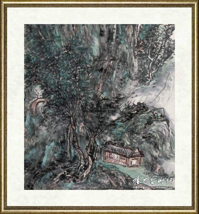黄宾虹_翠壁危桥图轴（局部）