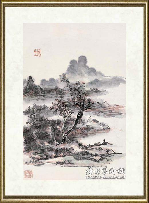 黄宾虹_设色山水图轴