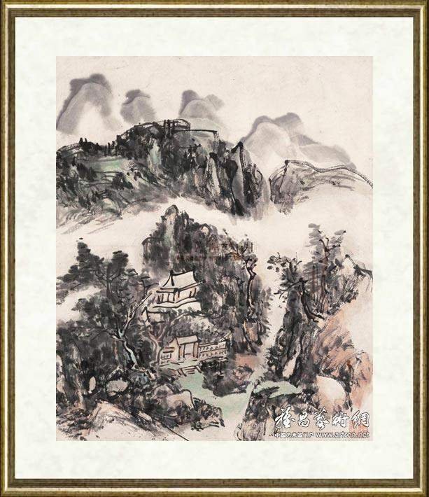 黄宾虹_设色山水图轴之一