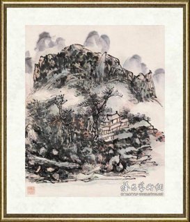黄宾虹_设色山水图轴之二