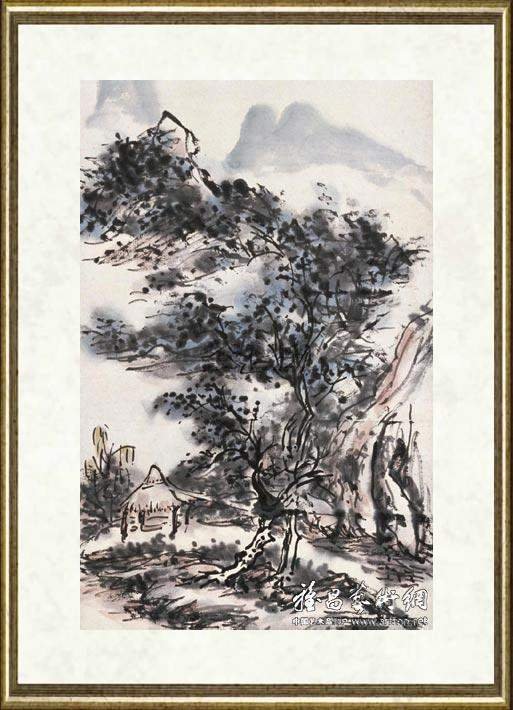 黄宾虹_设色山水图轴（局部）