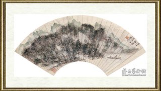 黄宾虹_设色山水扇面