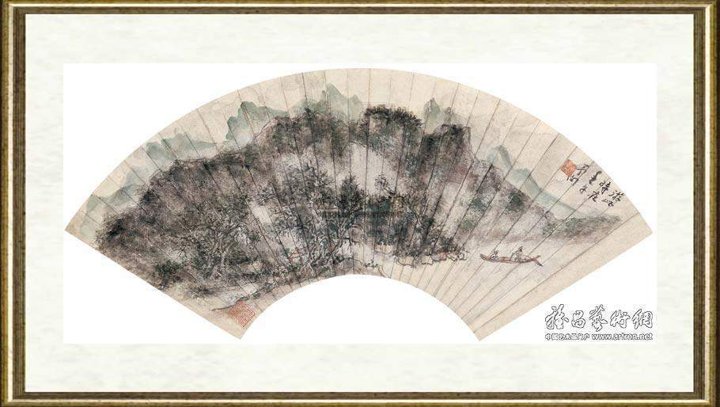 黄宾虹_设色山水扇面