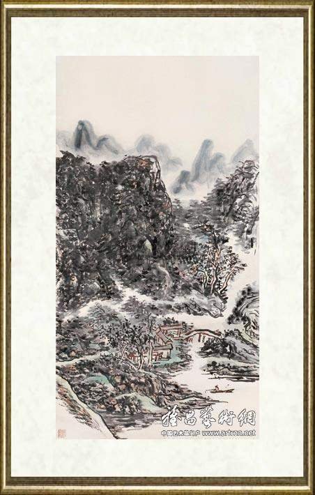黄宾虹_设色山水轴