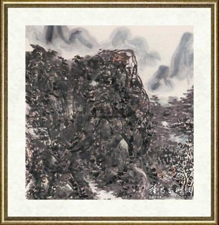 黄宾虹_设色山水轴（局部）