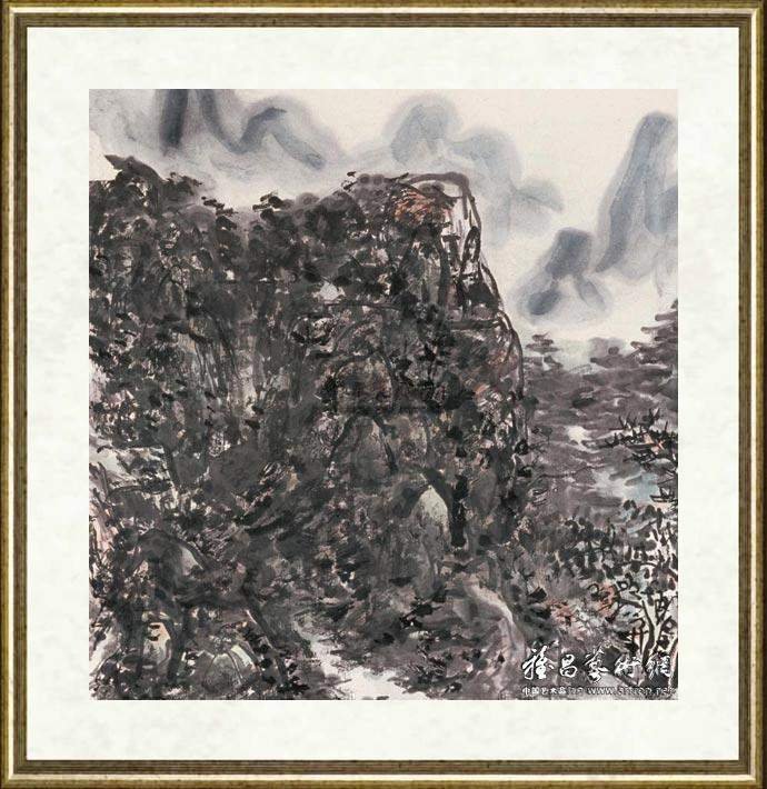 黄宾虹_设色山水轴（局部）