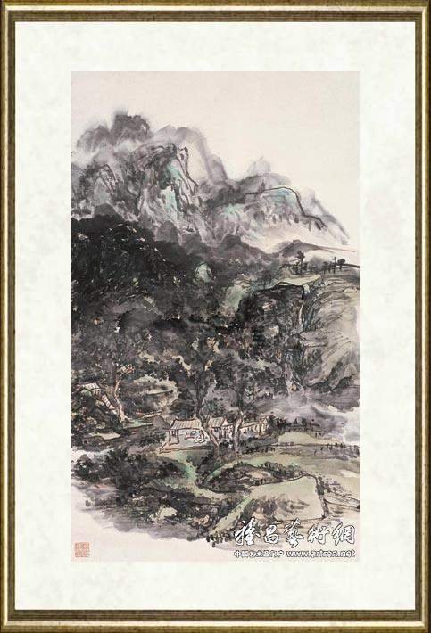 黄宾虹_青绿山水轴