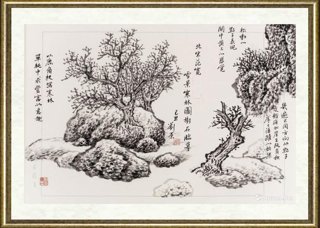 刘荣_雪景寒林局部