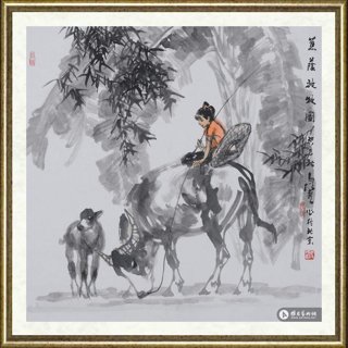 马振声_蕉荫放牧图