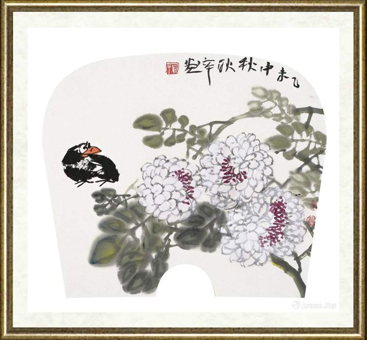 黄耿辛_花鸟扇面025