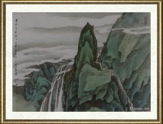 刘墉（当代）_金碧山水001
