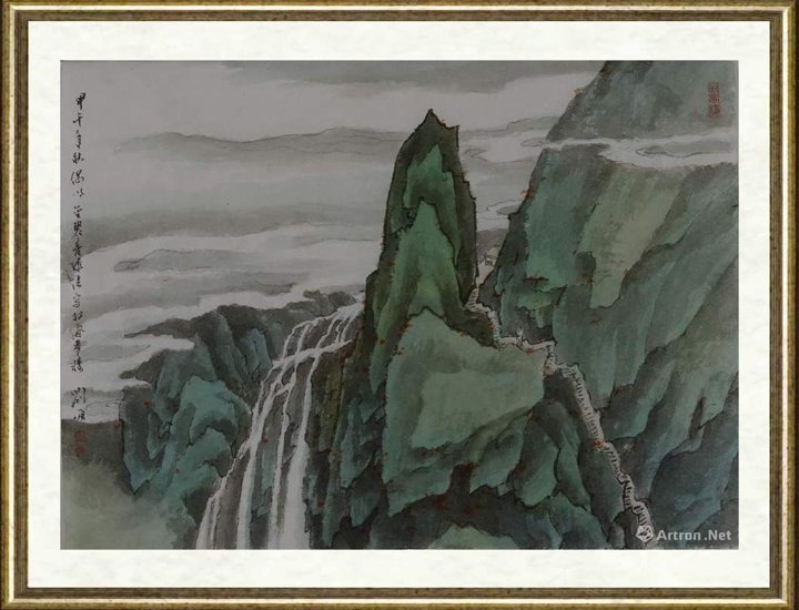 刘墉（当代）_金碧山水001