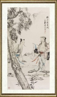 刘波_柏荫读书图