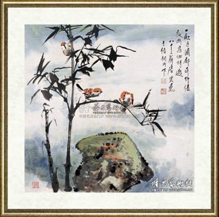 唐云_竹鸟图
