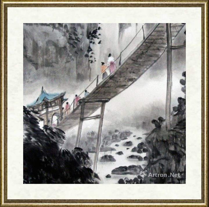 阮荣春_观瀑图局部