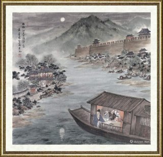 傅益瑶_杜牧泊秦淮诗意