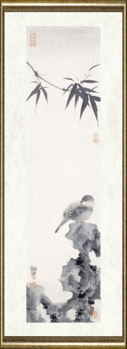 罗剑华_秋山鸣禽四条屏之1