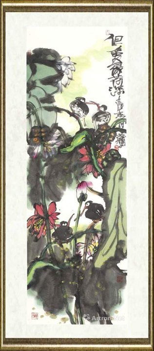 叶菩题_荷花四屏3
