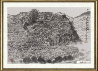 徐建明_黔东南西江写生-苗家依山建屋而居木楼如鳞