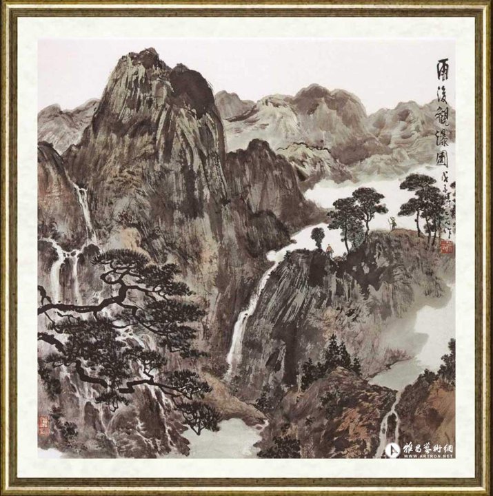 傅二石_雨后观瀑图