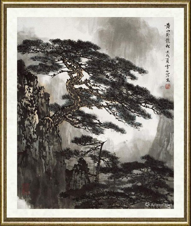 白雪石_黄山卧龙松