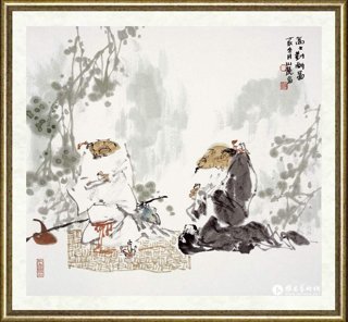 郑山麓_高士对酌图