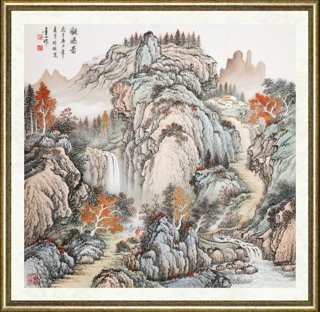 周金山_观瀑图