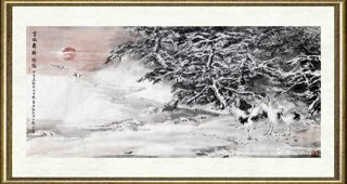 贾冰吾_雪松舞鹤图