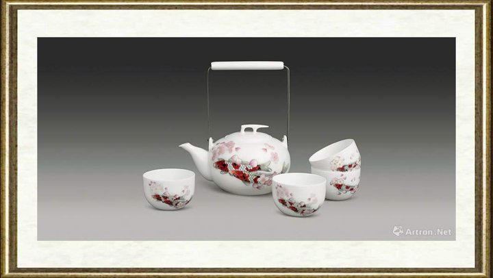 徐建章_风雨落花鱼戏红提梁茶具