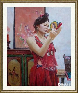 钱德湘_镜子之二（红背心）