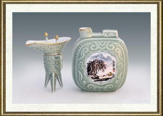 周益军_秋-釉下五彩青釉仿古酒具