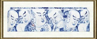 郭文光_阿罗汉青花对罐2局部